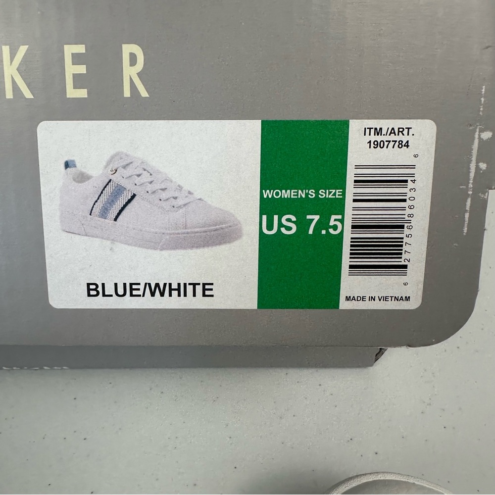 Ted Baker Bailey Icon Women’s 7.5 Classic Leather Tennis Shoe Blue Stripe New - Picture 13 of 13